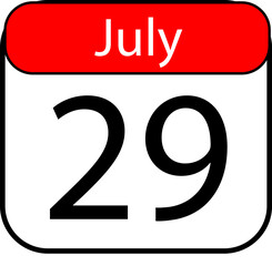 Mark your calendar with the vibrant red and white July 29th date, perfect for planning events and important reminders.