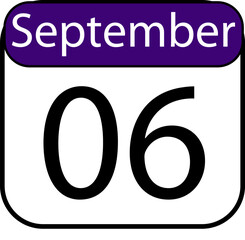 Mark your calendar for September sixth with this clear, modern date design, perfect for any planning or reminder needs.