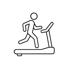Fototapeta premium Simple line art icon of a person running on a treadmill.