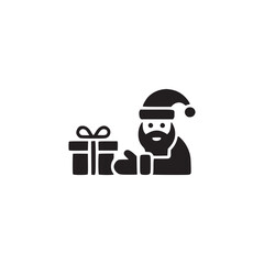 Vector art of santa claus giving a gift christmas icon with santa claus and gift box vector illustration of santa claus with gift box