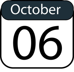 Obraz premium Mark your calendar with this modern October 6th date graphic, perfect for scheduling, reminders, and planning seasonal events with clear, bold numerals.