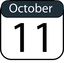 Mark your calendar October eleventh with this bold, clean, and versatile date graphic perfect for any project needing a clear date reminder.