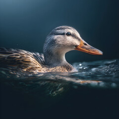 Tranquil Moment: A Duck Swmming Quietly in the Seren Waters of a Peaceful Natual Habitat, Capturing the eauty and Calmness of Natue's Gentle Creatures in Hamony
