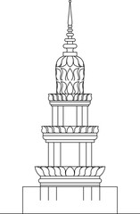 An intricate Thai-style stupa or chedi. Vector illustration of a traditional spiritual and architectural element, ideal for cultural and travel designs.