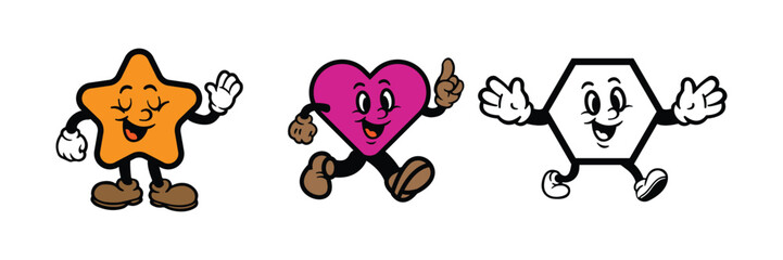 Retro funny mascot character vector illustration