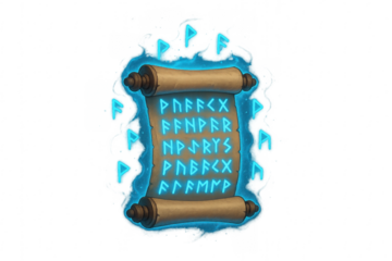 Ancient magic spell scroll with glowing runic letters