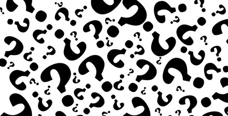 Black question mark pattern background. Answer guess faq decorative abstract wallpaper. Vector illustration