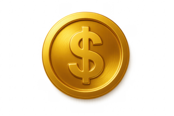 Golden dollar coin representing money, finance, and wealth