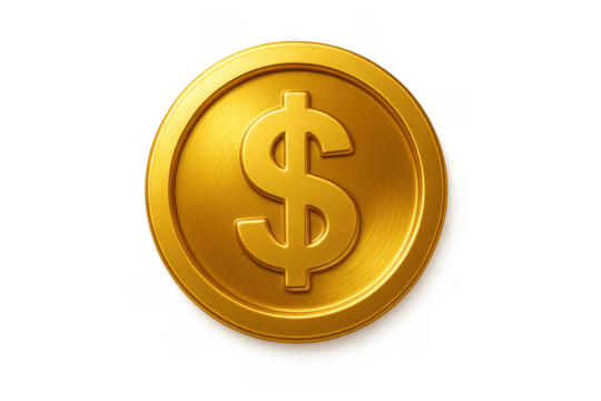 Golden dollar coin representing money, finance, and wealth