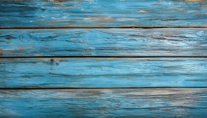 Obraz premium Vintage Blue Wood Plank Table With Painted Bamboo Top And Antique Grunge Wallpaper For Furniture In A Hardwood Woodworking Pattern