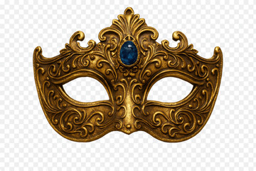 Golden venetian masquerade mask with blue gem
