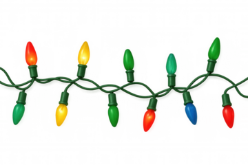 Christmas string lights border featuring festive colorful bright bulbs for holiday decoration