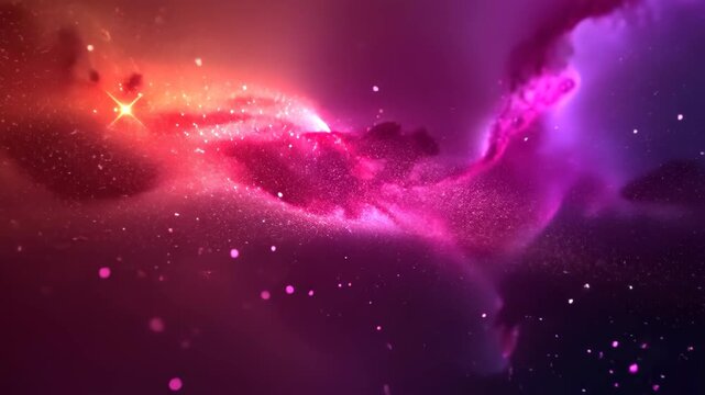 Celestial Aurora: A mesmerizing visual journey through the cosmos, where vibrant hues of purple, pink, and orange dance amidst swirling nebulas and twinkling stars.