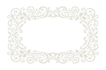 Vintage baroque Christmas frame PNG with transparent background, ornate floral swirls and holly leaves decoration. Illustration by Generative AI.
