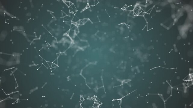 big data visualization, abstract nanotechnology CadetBlue color plexus background,mesh nanotechnology global network with copy space animated in perfect loop uhd 4k 3840 2160
