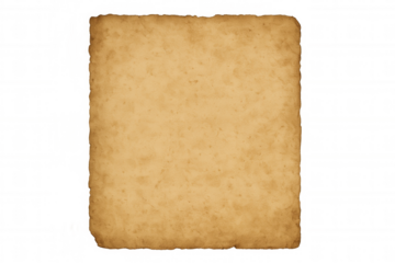 Old paper sheet featuring vintage parchment texture and aged grunge background with transparent alpha channel