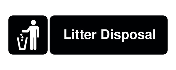 Litter Disposal pictogram with waste bin and figure symbol with explanation – minimal signage icon for cleanliness zones, public facilities, and civic UI systems – High-Quality Vectorial Stock Image
