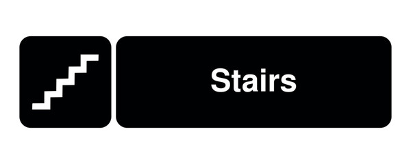 Stairs pictogram with ascending step symbol with explanation – minimal signage icon for vertical access, public infrastructure, and civic UI systems – High-Quality Vectorial Stock Image