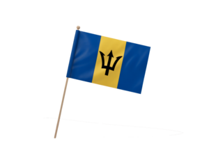 a small Barbados flag proudly displayed on a wooden stick, perfect for events and national celebrations