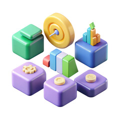 Obraz premium Modern 3d digital marketing icons for engaging online campaigns and business growth