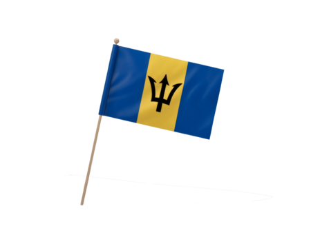 a small Barbados flag proudly displayed on a wooden stick, perfect for events and national celebrations