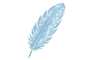 Blue glitter feather having a transparent background