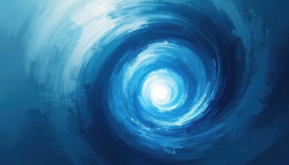 Obraz premium Abstract blue spiral illustration with vortex effect. Swirling pattern creates dynamic motion. Design suggests water, ocean depths cosmic universe. Graphic art evokes powerful energy flow, rotation.