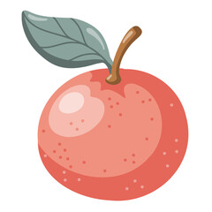 Cute cartoon tangerine with green leaf. Hand drawn vector isolated illustration. 