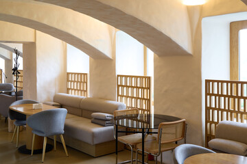 Modern Interior of a Stylish Caf with Minimalist Design
