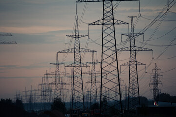 electric power lines in Saint-Petersburg Russia
