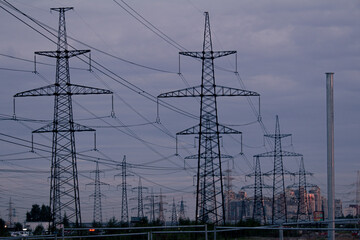 electric power lines in Saint-Petersburg Russia