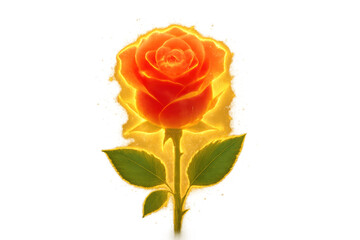 Rose glowing intensely, creating an ethereal fiery effect