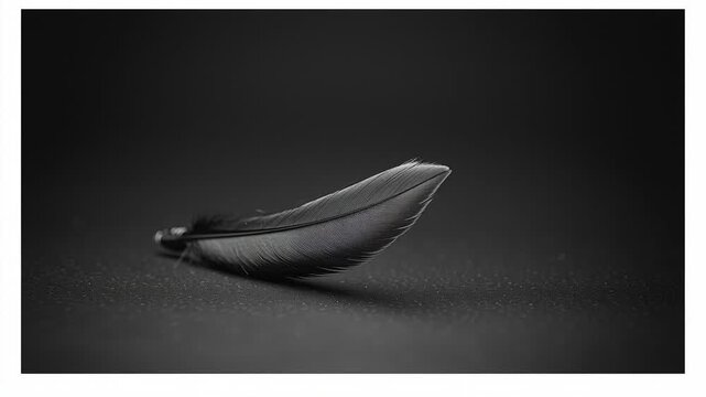 black feather on black background