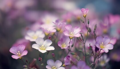 Obraz premium Beautiful Cerastium Flowers Gently Blossoming In The Field, Captured Outdoors With A Selective Focus, Highlighting Their Delicate Beauty.
