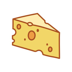 Outlined Cheese Wedge with Large Holes Vector