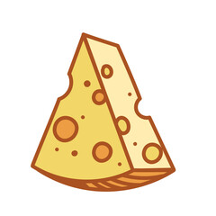 Sharp Cornered Swiss Cheese Slice Vector Icon