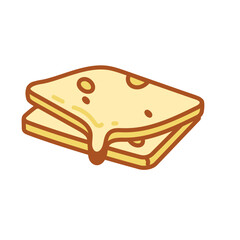 Stack of Melting Cheese Slices Vector Illustration