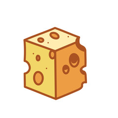 Geometric Cube of Swiss Cheese Vector Icon