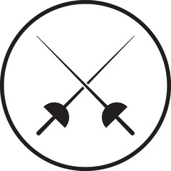 Crossed Fencing Swords Icon in a Circle Design