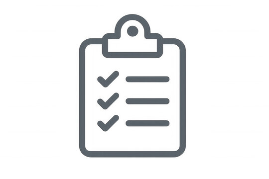 Clipboard checklist icon with check marks, illustrating task completion, planning, and organization concept