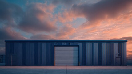 Obraz premium navy blue warehouse with a steel door