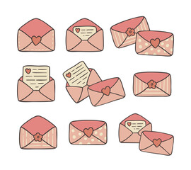 Love Letter Mail Envelope Doodle Cartoon Illustration