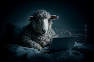 Sheep in the dark: laptop delight under the stars. Crypto trading basics. The dark reality behind crypto trading nobody wants to talk about. Safe crypto investing. Laptop joy.