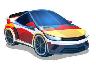 Cartoon street racing car vehicle on white background illustration for children