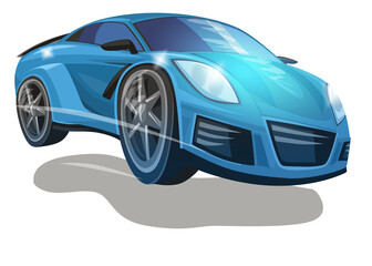 Fototapeta premium Cartoon street racing car vehicle on white background illustration for children