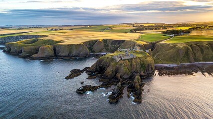 Dramatic Landscape of Dunnottar Castle on a Craggy Headland, Stonehaven, Scotland
