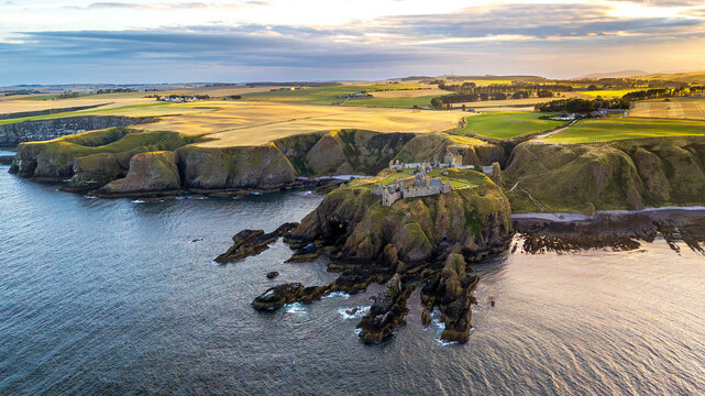 Dramatic Landscape of Dunnottar Castle on a Craggy Headland, Stonehaven, Scotland