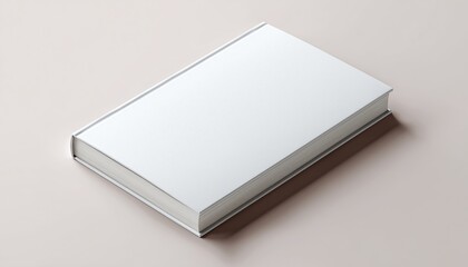 Realistic Vertical Closed Book Mock-Up On White Background With Blank White Cover For Book, Notepad, Diary, And More.