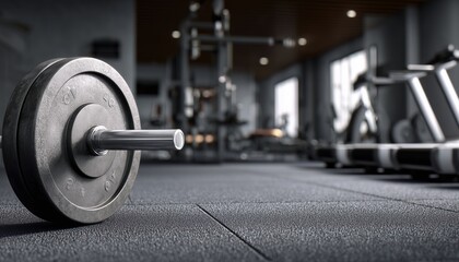 Fitness Gym Abstract Featuring Barbell And Treadmill On The Floor - A Dynamic Exercise Setting For A Complete Workout Experience.