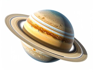 Ringed planet with colorful swirling atmosphere